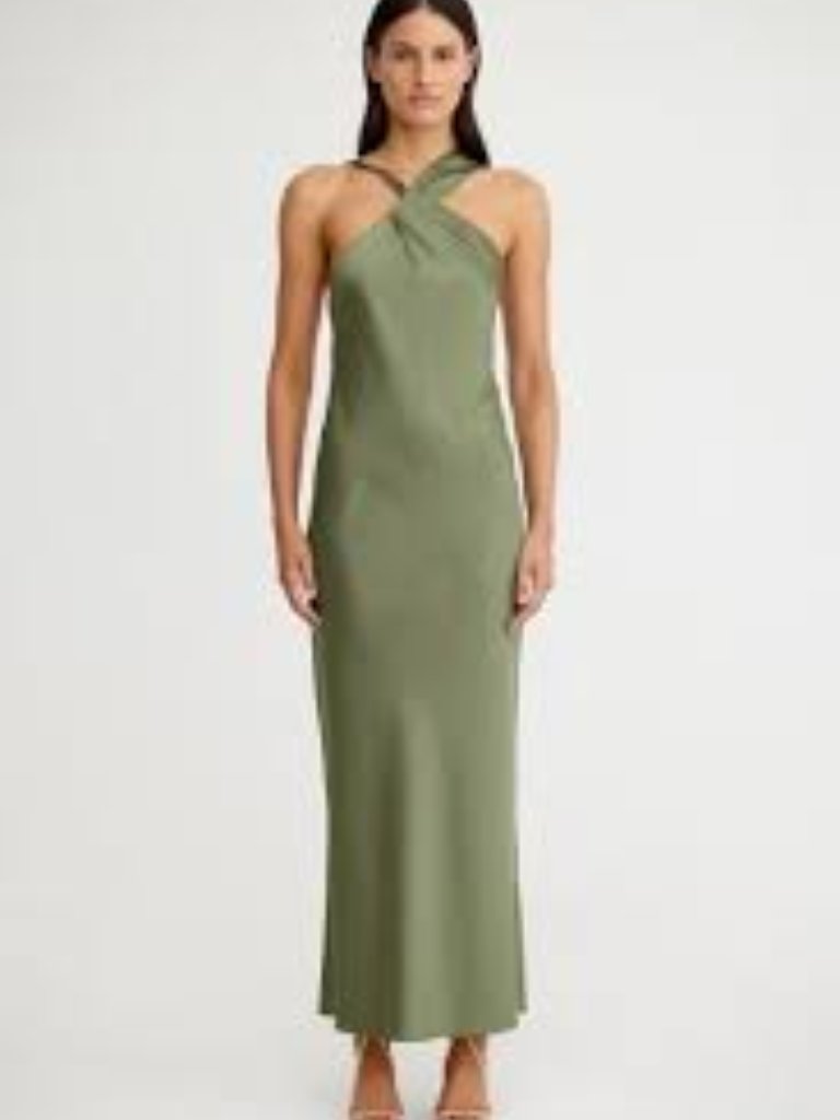 Significant Other Lucile Draped Sleeveless Gown Green